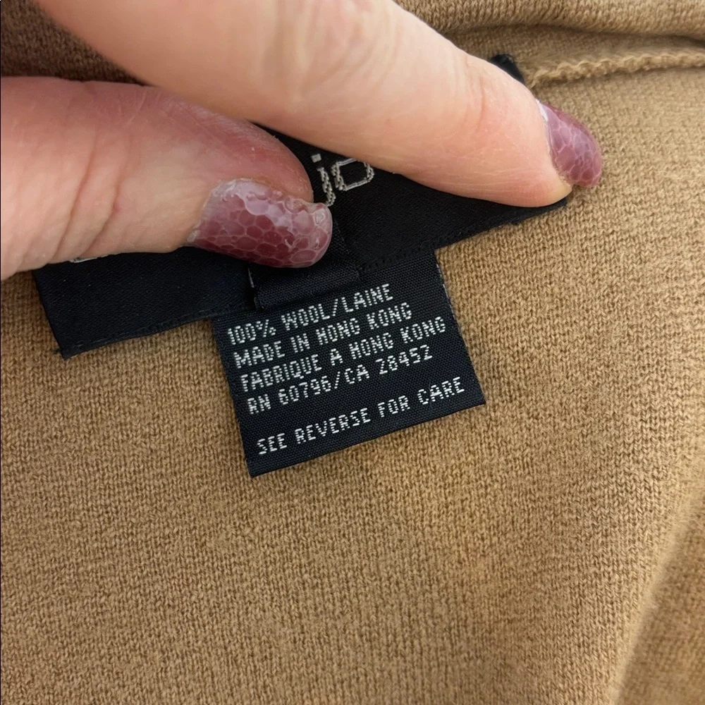 ANDREA JOVINE Camel Wool Cropped Peacoat Jacket Gold Buttons - Size L - Picture 10 of 10